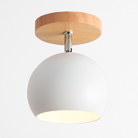 Adjustable Wood and Metal Ceiling Spotlight for Focused Room Lighting