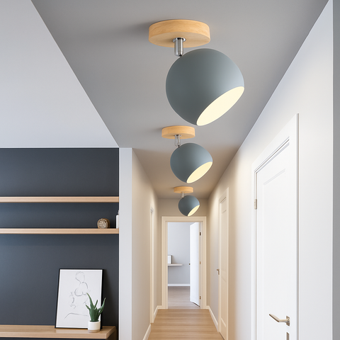 Adjustable Wood and Metal Ceiling Spotlight for Focused Room Lighting