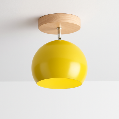 Adjustable Wood and Metal Ceiling Spotlight for Focused Room Lighting