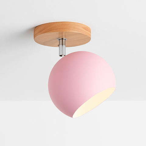 Adjustable Wood and Metal Ceiling Spotlight for Focused Room Lighting