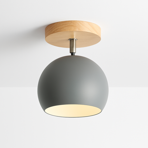 Adjustable Wood and Metal Ceiling Spotlight for Focused Room Lighting