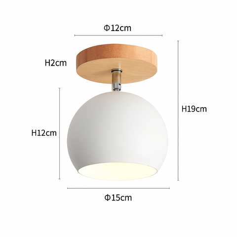 Adjustable Wood and Metal Ceiling Spotlight for Focused Room Lighting