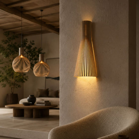 Scandinavian Wood Wall Sconce for Bedrooms, Hallways, and Living Rooms