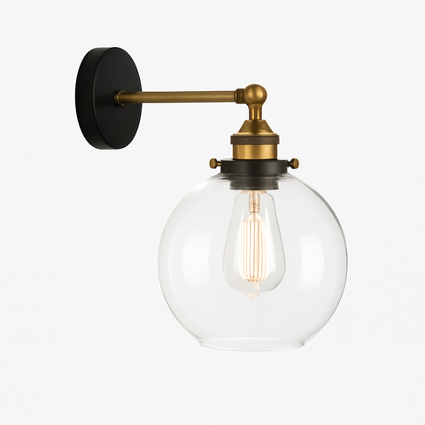 Vintage Glass Globe Wall Sconce for Hallway and Bedside Lighting