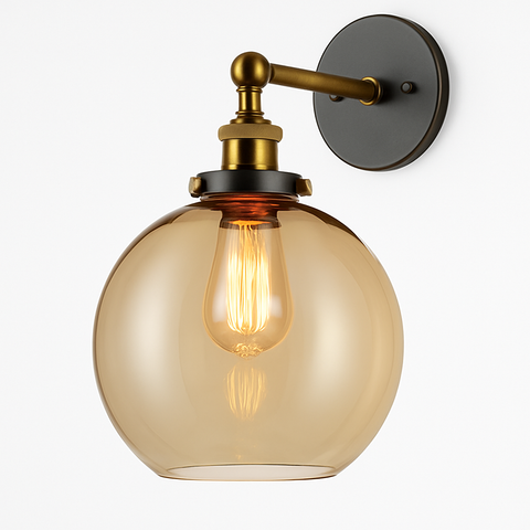 Vintage Glass Globe Wall Sconce for Hallway and Bedside Lighting