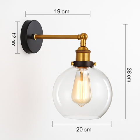 Vintage Glass Globe Wall Sconce for Hallway and Bedside Lighting