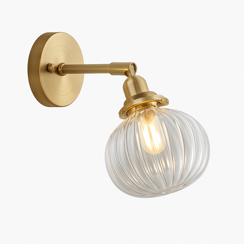 Glass Shade Wall Sconce with Metal Arm for Decorative Room Lighting
