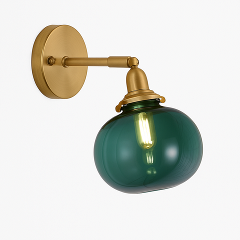 Glass Shade Wall Sconce with Metal Arm for Decorative Room Lighting