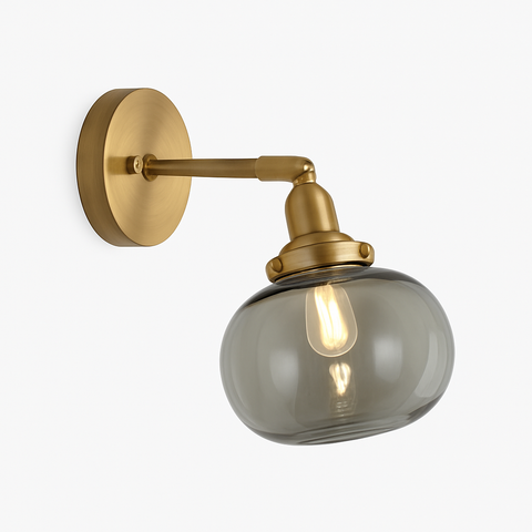 Glass Shade Wall Sconce with Metal Arm for Decorative Room Lighting
