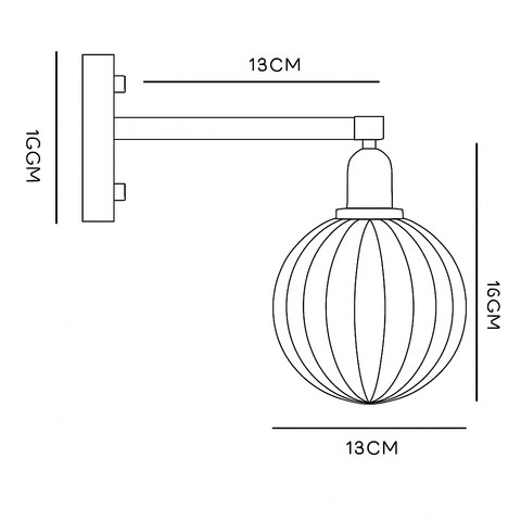 Glass Shade Wall Sconce with Metal Arm for Decorative Room Lighting