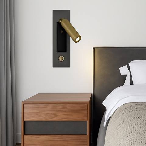 Recessed LED Reading Wall Light with USB Charging for Bedside Use