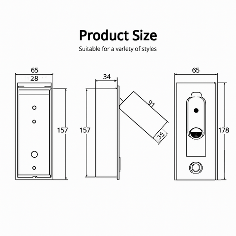 Recessed LED Reading Wall Light with USB Charging for Bedside Use