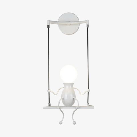 Swinging Figure Wall Light for Playful Bedroom Accent Illumination