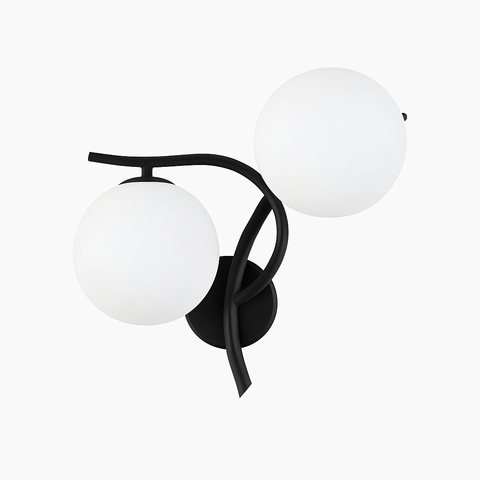 Crossed Arm LED Wall Sconce with Dual Opal Glass Globes for Interiors