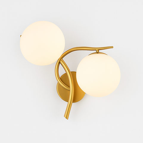 Crossed Arm LED Wall Sconce with Dual Opal Glass Globes for Interiors