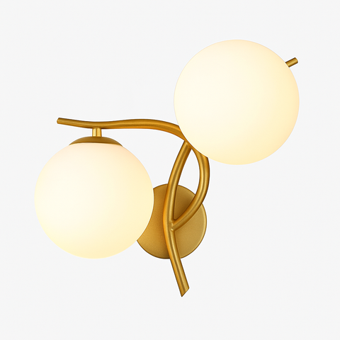 Crossed Arm LED Wall Sconce with Dual Opal Glass Globes for Interiors