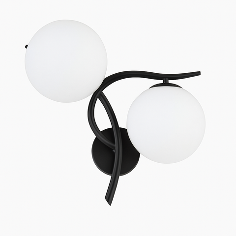Crossed Arm LED Wall Sconce with Dual Opal Glass Globes for Interiors