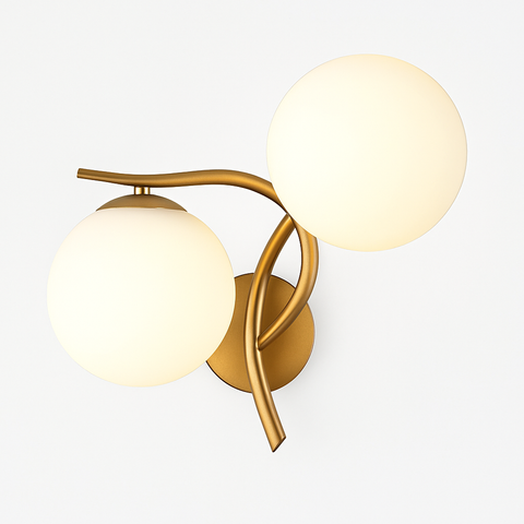 Crossed Arm LED Wall Sconce with Dual Opal Glass Globes for Interiors