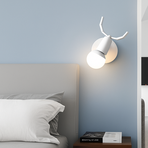 Wood Deer Wall Sconce for Bedroom and Nursery Accent Lighting for Home