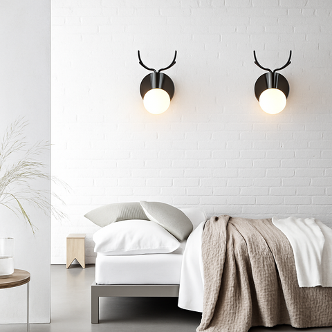 Wood Deer Wall Sconce for Bedroom and Nursery Accent Lighting for Home