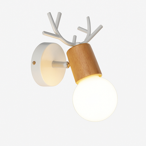 Wood Deer Wall Sconce for Bedroom and Nursery Accent Lighting for Home