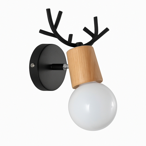 Wood Deer Wall Sconce for Bedroom and Nursery Accent Lighting for Home
