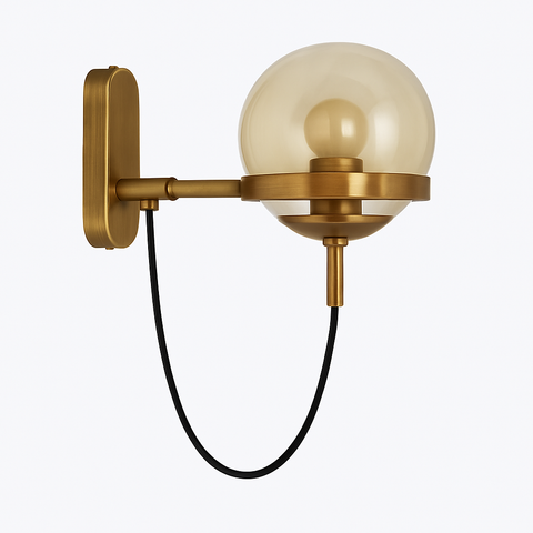 Glass Globe Wall Sconce for Vanity and Bedside Accent Lighting for Home