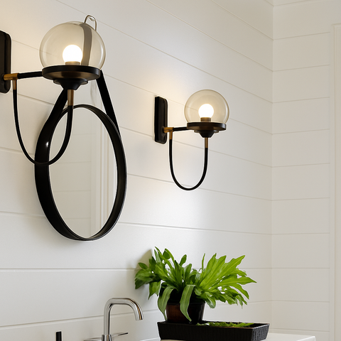 Glass Globe Wall Sconce for Vanity and Bedside Accent Lighting for Home