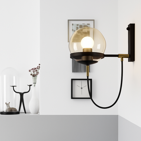 Glass Globe Wall Sconce for Vanity and Bedside Accent Lighting for Home