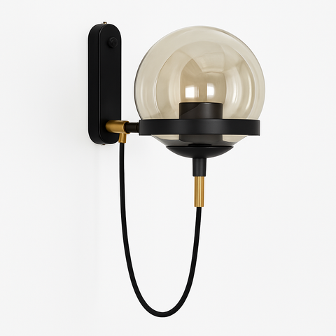 Glass Globe Wall Sconce for Vanity and Bedside Accent Lighting for Home