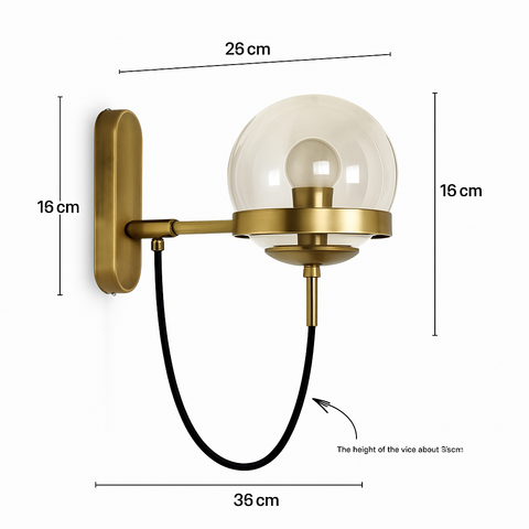 Glass Globe Wall Sconce for Vanity and Bedside Accent Lighting for Home