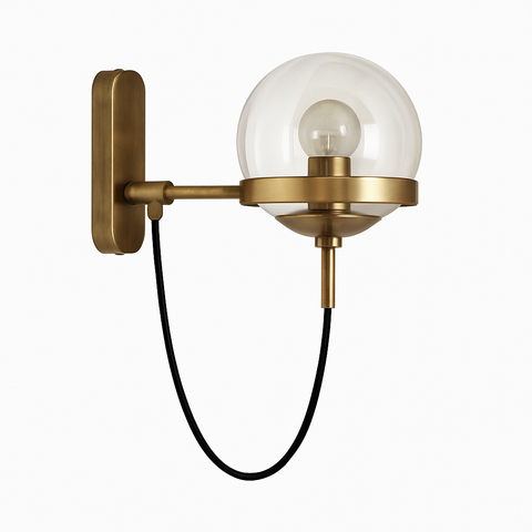 Glass Globe Wall Sconce for Vanity and Bedside Accent Lighting for Home