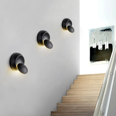 Rotating Round LED Wall Sconce for Hallway and Stair Accent Lighting