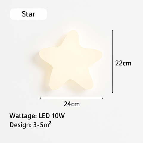 Cloud and Star LED Wall Light for Children's Bedroom Decor