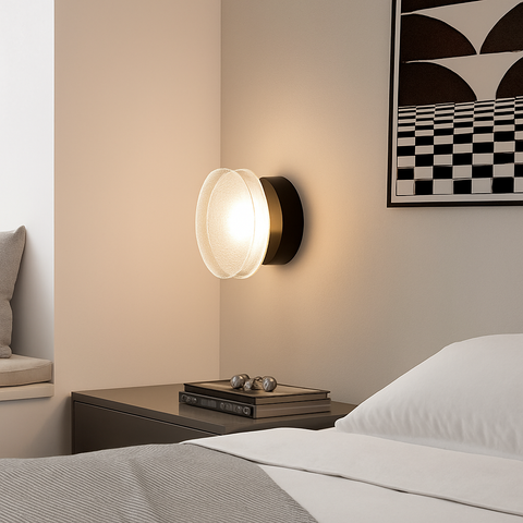 Round Glass LED Wall Light for Hallway and Bedroom Accent Lighting