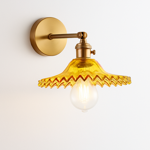 Vintage Brass and Glass Wall Sconce for Bedside Reading Lighting
