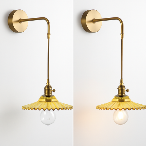 Vintage Brass and Glass Wall Sconce for Bedside Reading Lighting