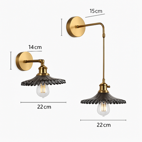 Vintage Brass and Glass Wall Sconce for Bedside Reading Lighting