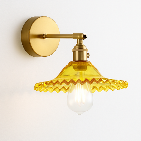 Vintage Brass and Glass Wall Sconce for Bedside Reading Lighting