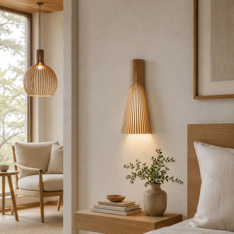 Scandinavian Wood Wall Sconce for Bedrooms, Hallways, and Living Rooms