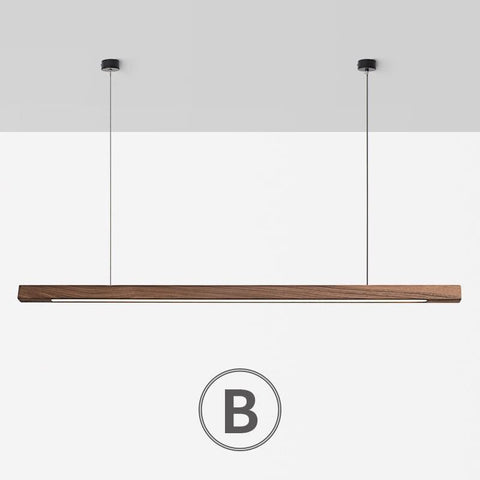 Linear Wood-Look LED Pendant Light for Kitchen Islands and Dining Tables