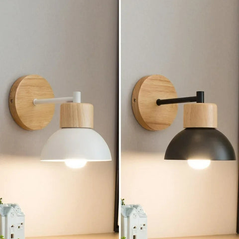 Wall Light with Wood and Iron Shade