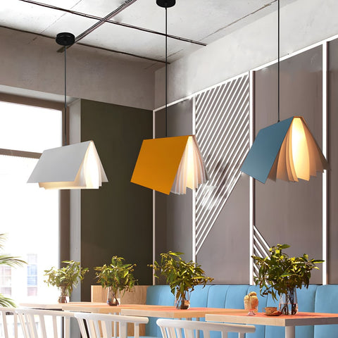 Pendant Light with Folded Book-Shaped Shade
