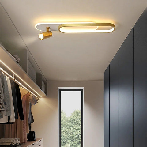 Linear LED Ceiling Light with Spotlights for Hallways and Living Rooms