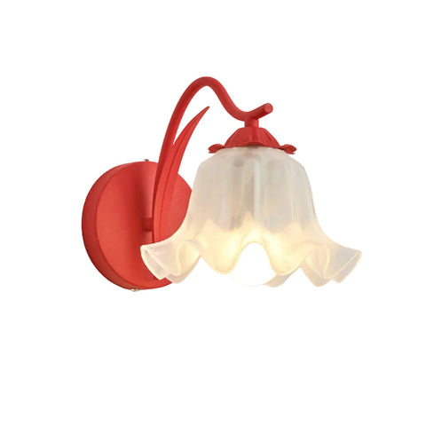 Wall Light with Flower Form and Fluted Acrylic Shade