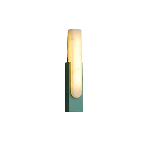 Modern Alabaster LED Wall Lamp with Gold Metal Frame, Minimalist Hardwired Sconce for Bedroom and Hallway