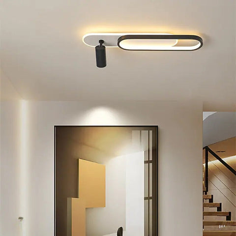 Linear LED Ceiling Light with Spotlights for Hallways and Living Rooms