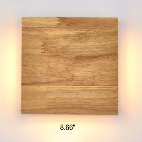Rubberwood LED Wall Light with Acrylic Diffuser and Geometric Form