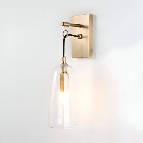 Wall Light with Copper Finish and Suspended Glass Shade