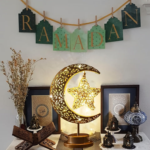 Crescent Moon and Star Decorative Table Lamp